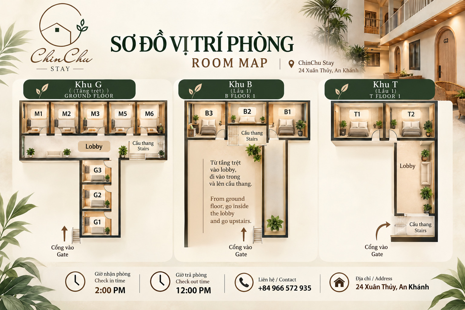 ChinChu Stay Room Map (KHU G, KHU B, KHU T)
